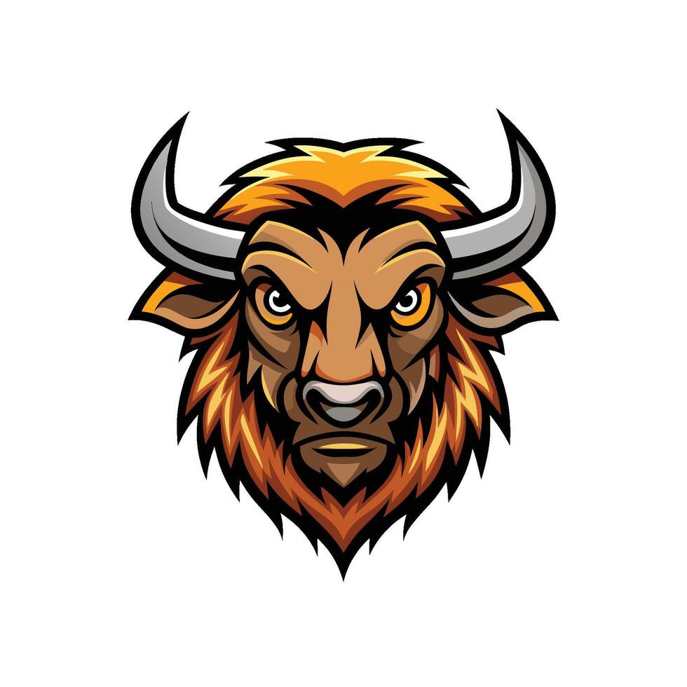 Buffalo head icon logo design on white background vector
