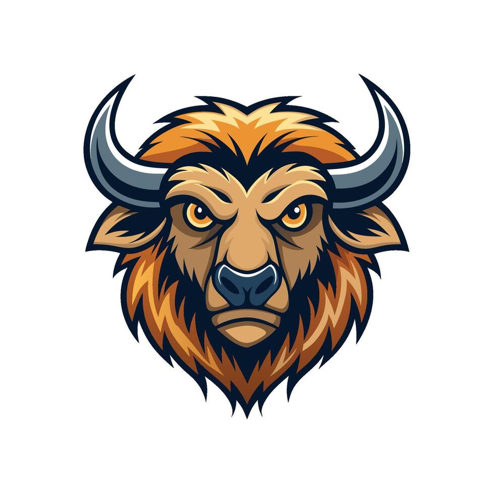 Buffalo head icon logo design on white background vector