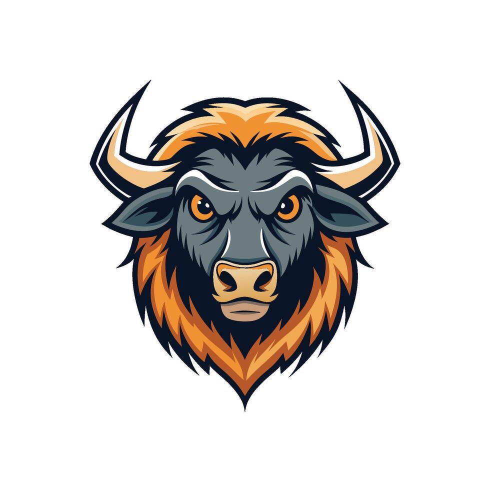 Buffalo head icon logo design on white background vector