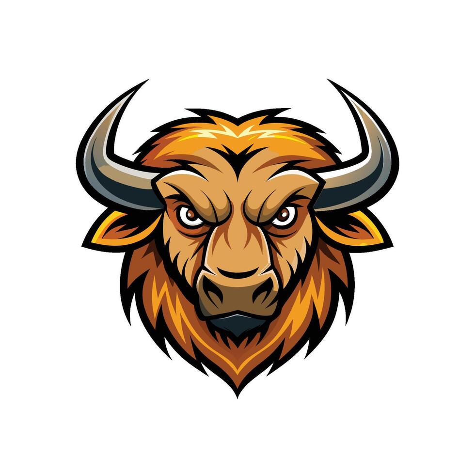 Buffalo head icon logo design on white background vector