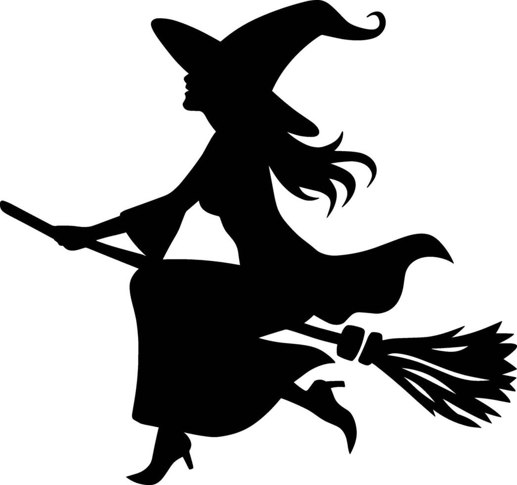Witch Flying on Broomstick vector