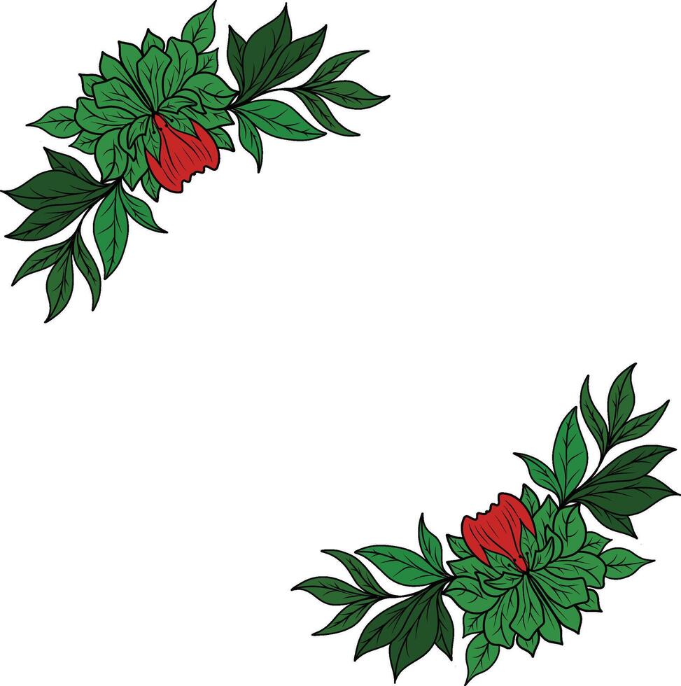 Simplistic Hand Drawn Flowers Illustration Isolated vector