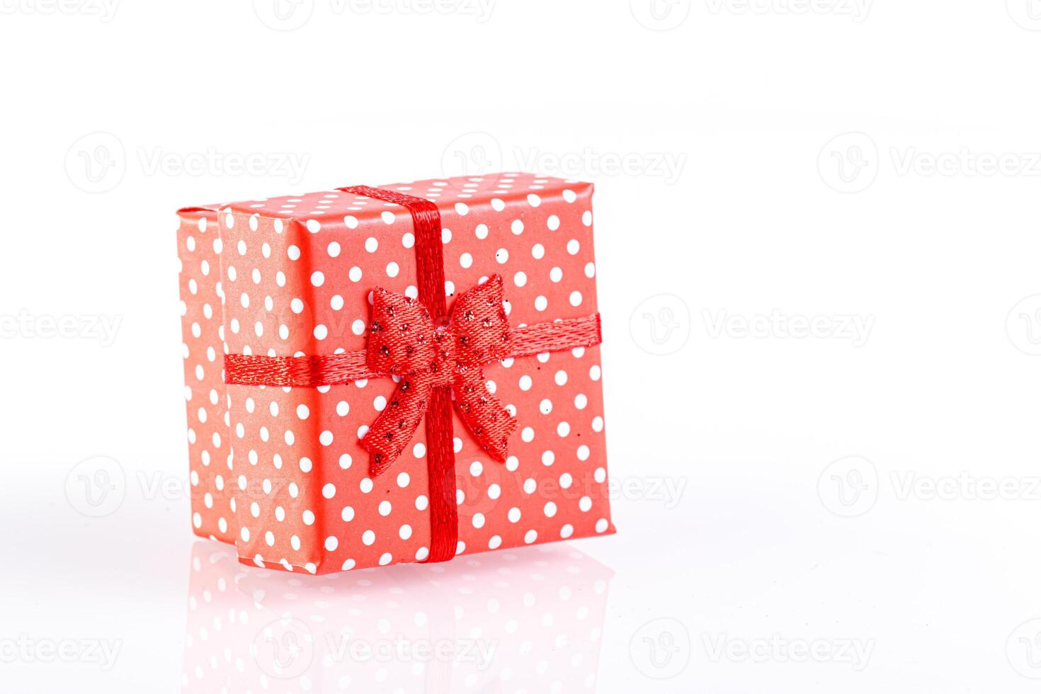 beautiful new year red gift boxes on white background photo