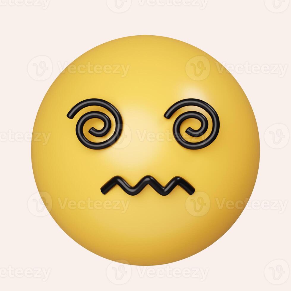 3d Nauseated face emoji with yellow face. sickly face green with concerned eyes and puffed holding back vomit. icon isolated on gray background. 3d rendering illustration. Clipping path. photo