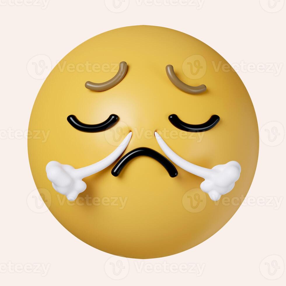3d emoji angry. icon isolated on gray background. 3d rendering illustration. Clipping path. photo