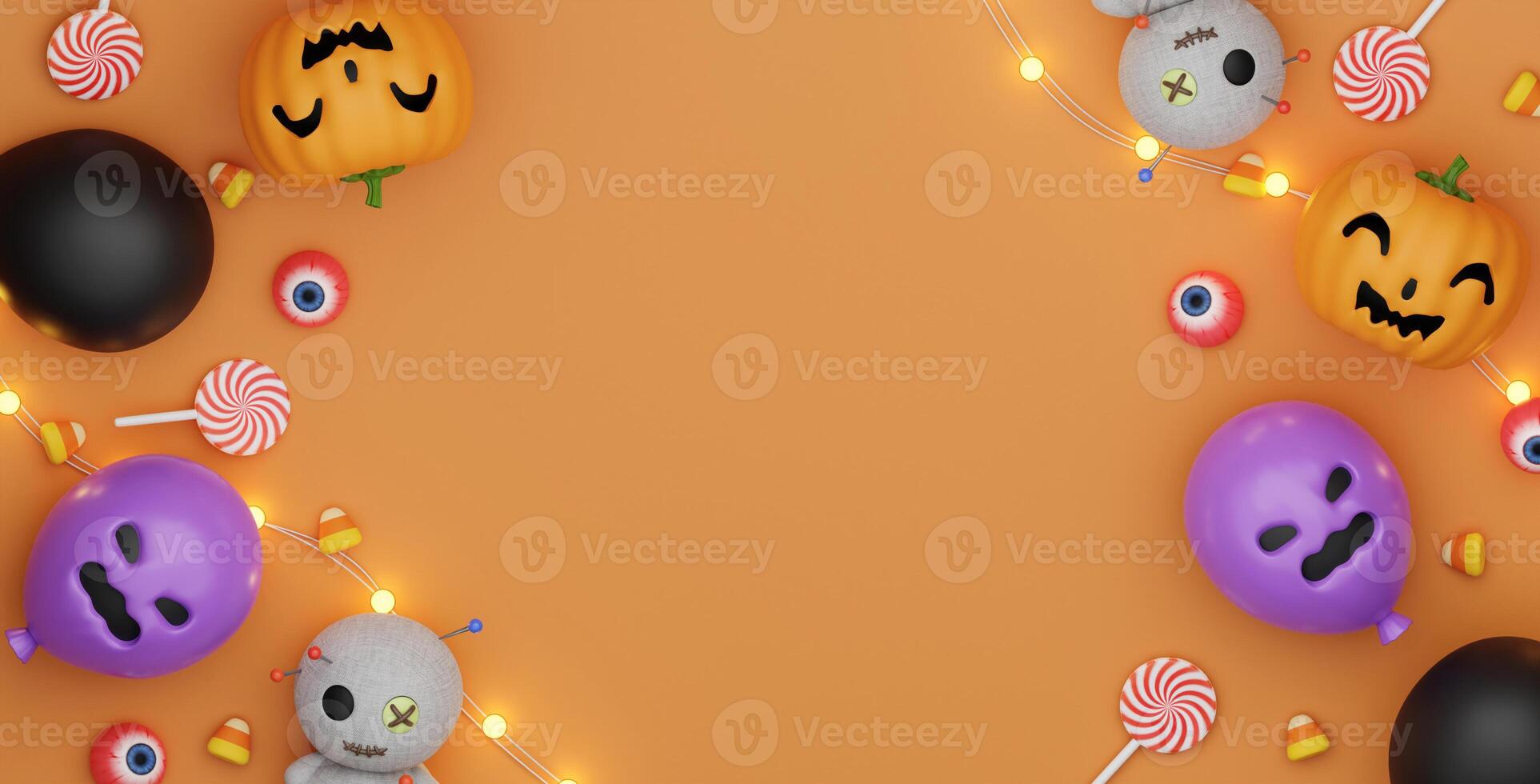 Halloween background with space for text. 3d render illustration. Top view. photo