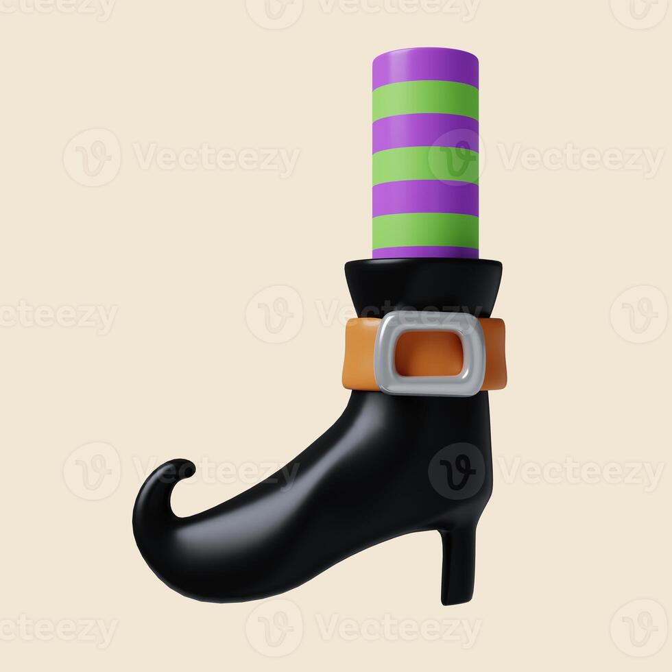 3d Halloween witch legs icon. Traditional element of decor for Halloween. icon isolated on gray background. 3d rendering illustration. Clipping path. photo
