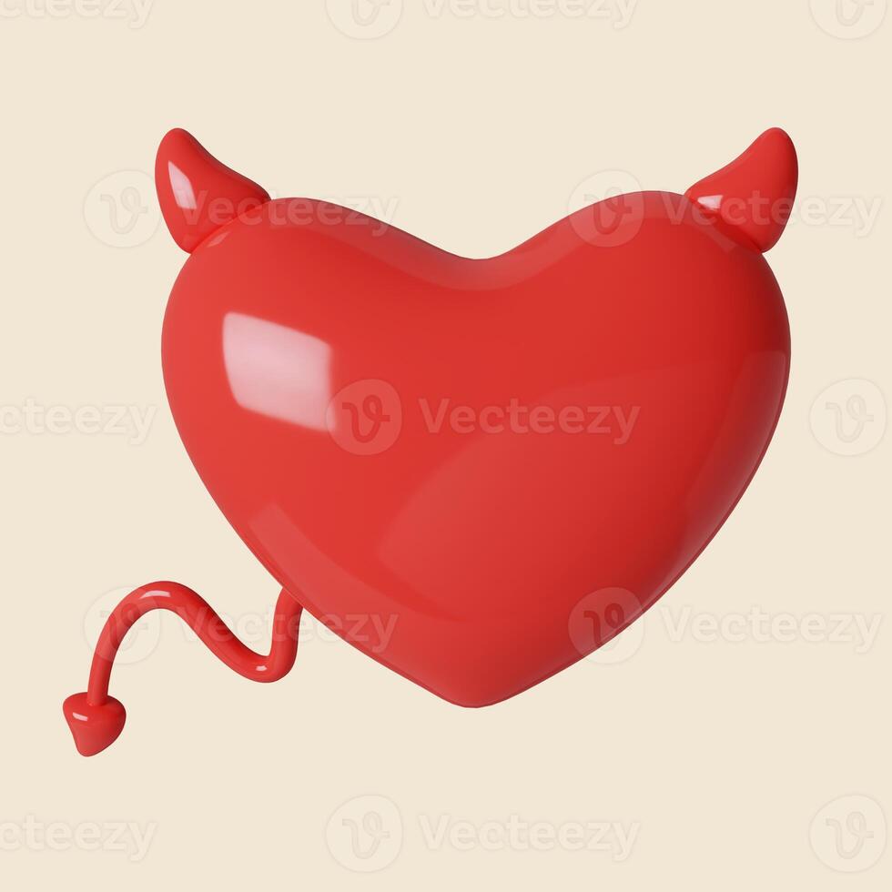 3d Halloween heart icon. Traditional element of decor for Halloween. icon isolated on gray background. 3d rendering illustration. Clipping path. photo