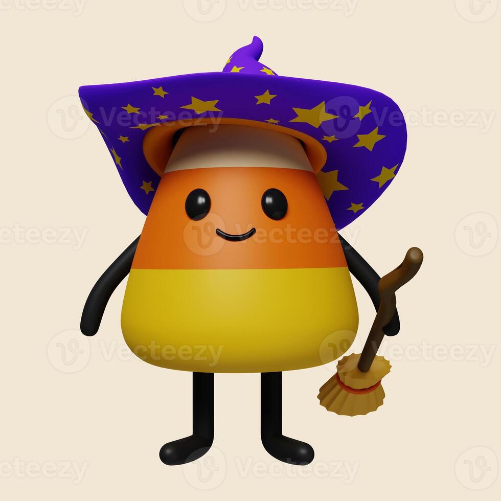 3d Halloween icon. Traditional element of decor for Halloween. icon isolated on gray background. 3d rendering illustration. Clipping path. photo