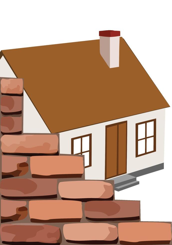 single house construction with exposed brick -home vector