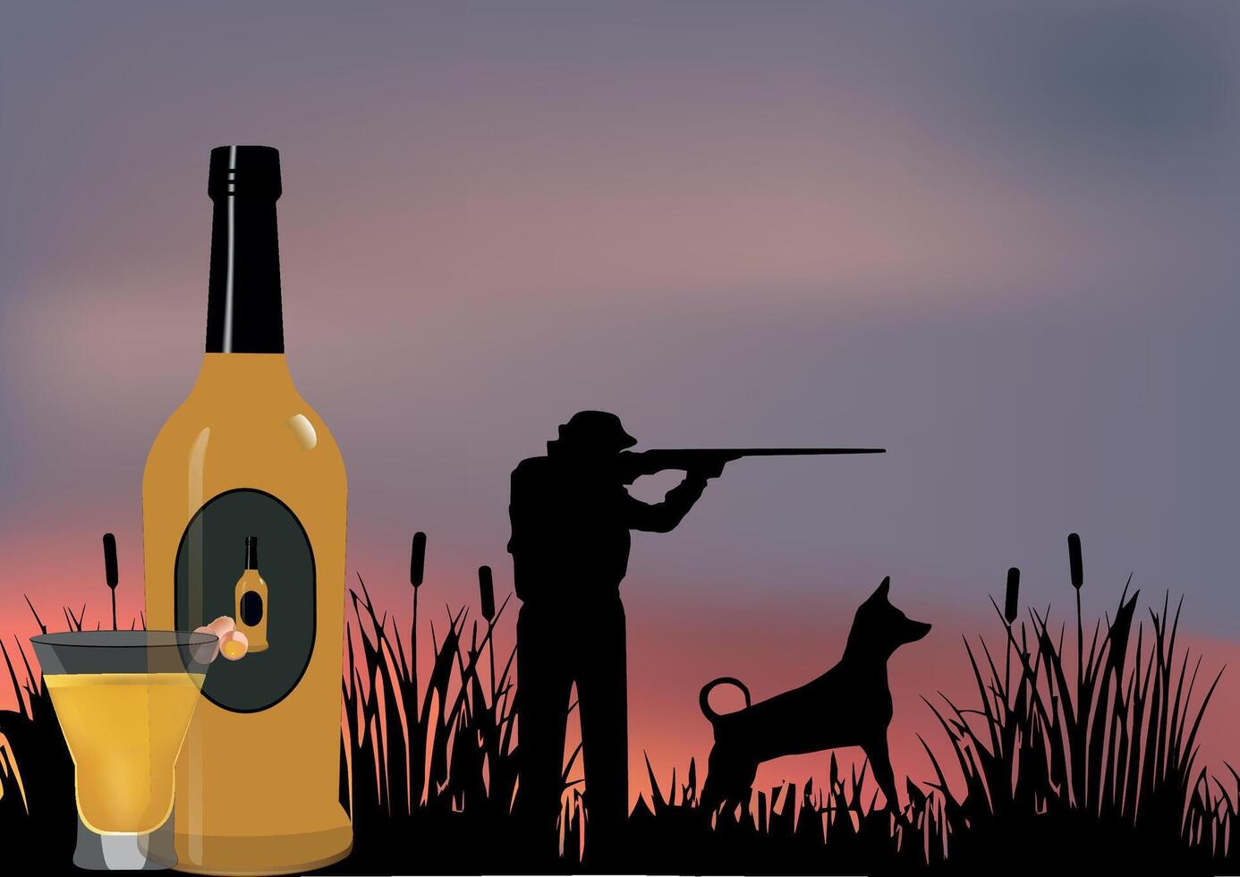 sunset hunter and egg cream liqueur- vector