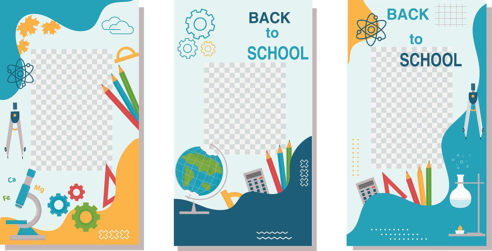 Back to School Social Media Template Collection. Back to school concept. vector