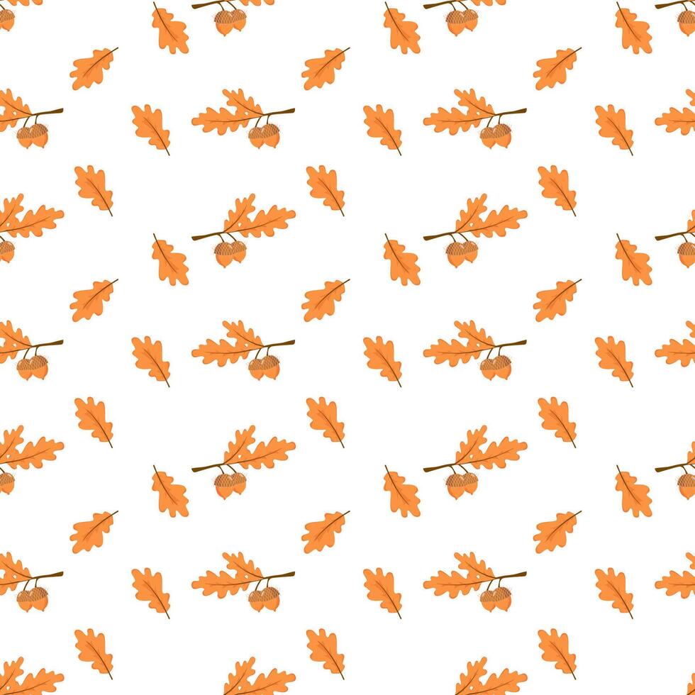 a pattern with leaves and acorns on it vector