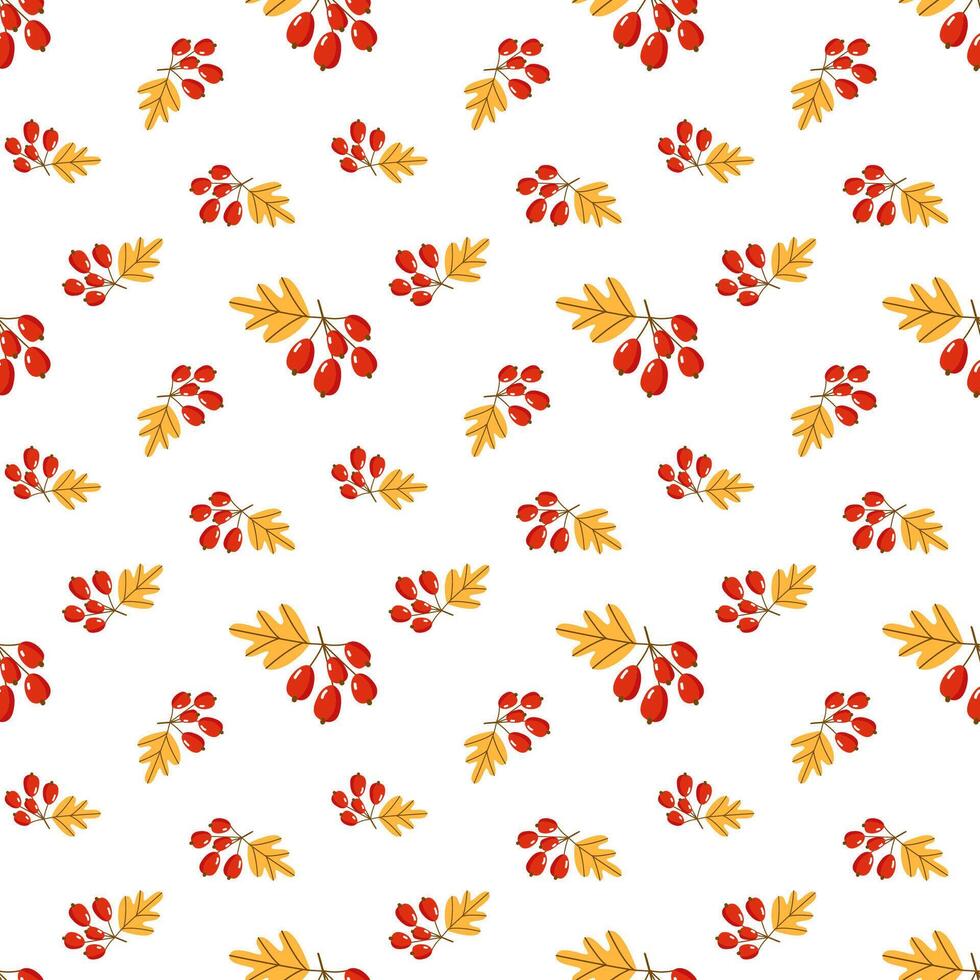 a pattern with red berries and leaves vector