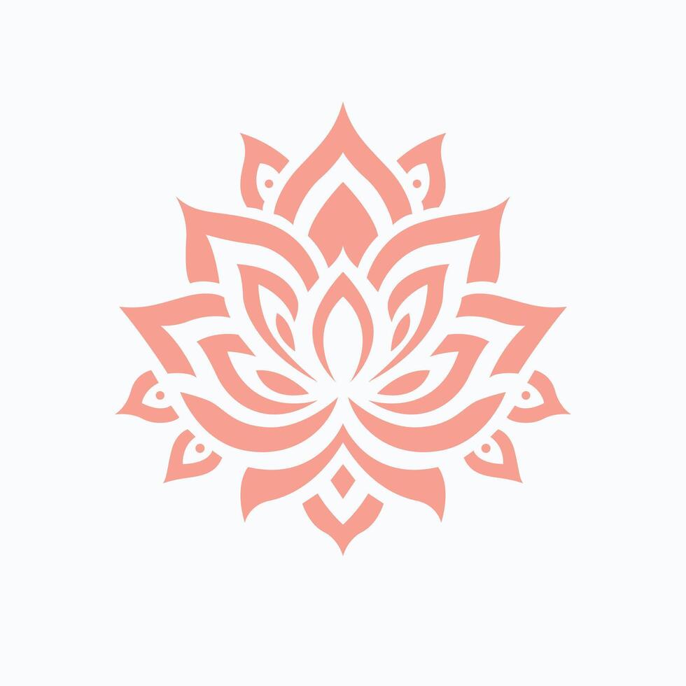 A pink lotus flower with symmetrical petals arranged in a mandala vector
