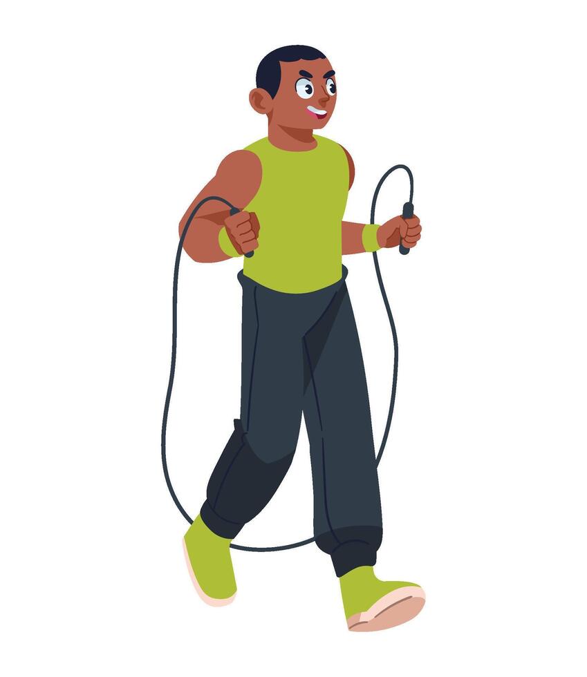 gym guy with jump rope vector