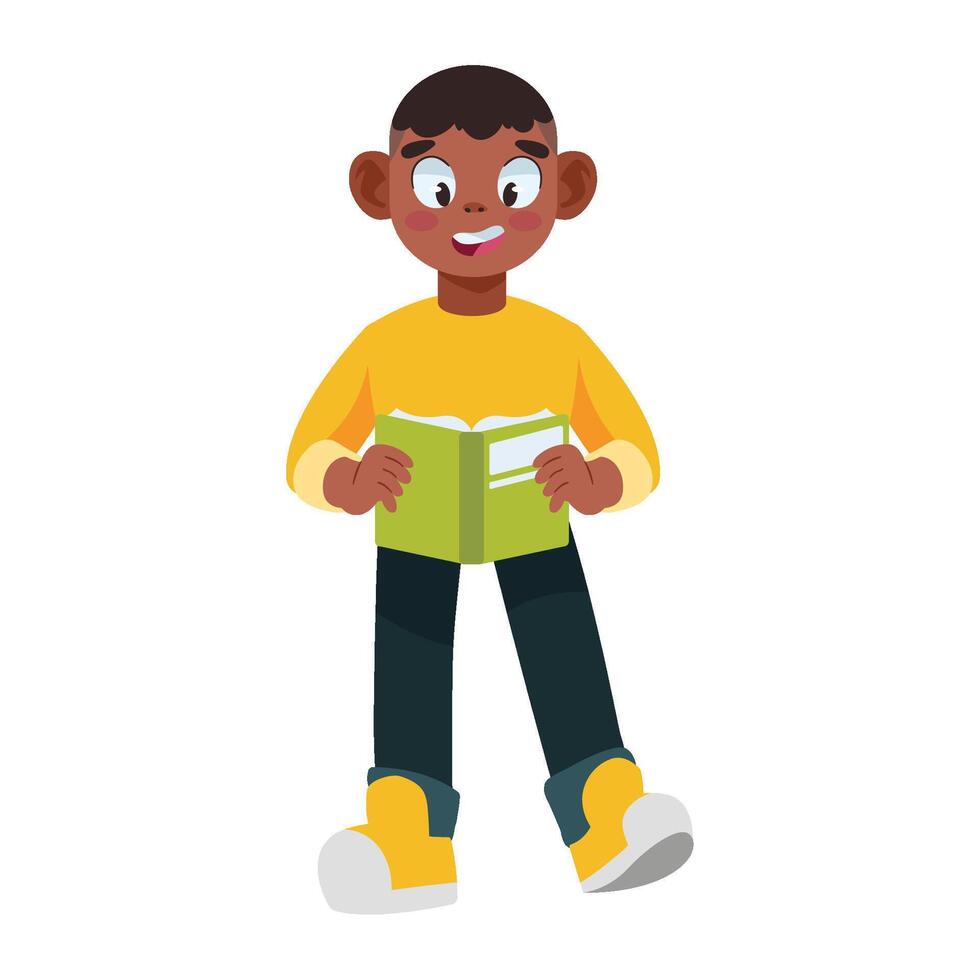 reader boy holding book vector