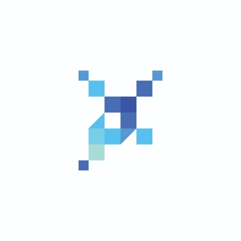 Letter P creative technological modern data pixel logo element template design vector
