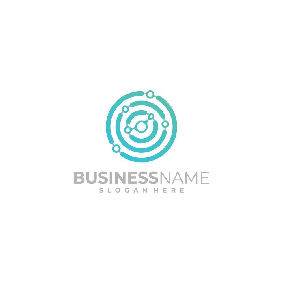 Circuit Circle Tech Logo line connection concept design vector