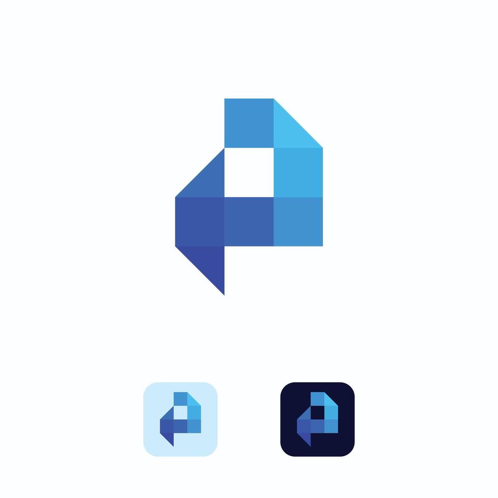 Letter P creative technological modern data pixel logo element template design vector