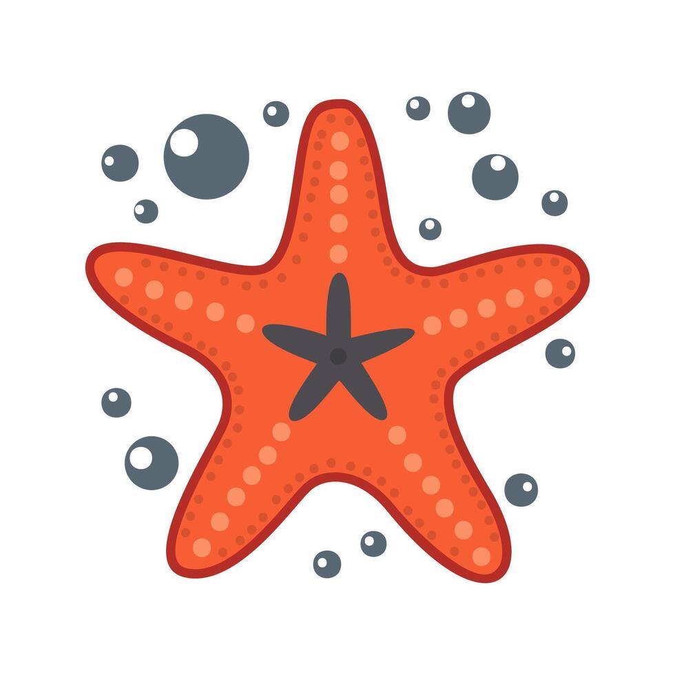 starfish lying on the seabed, top view, on a white background vector