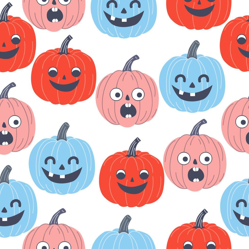 Pattern Halloween pumpkin with cut-out eyes and mouth on a white background vector