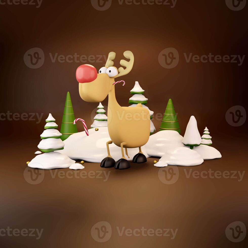 New 2022 Year is coming. Deer in snow photo