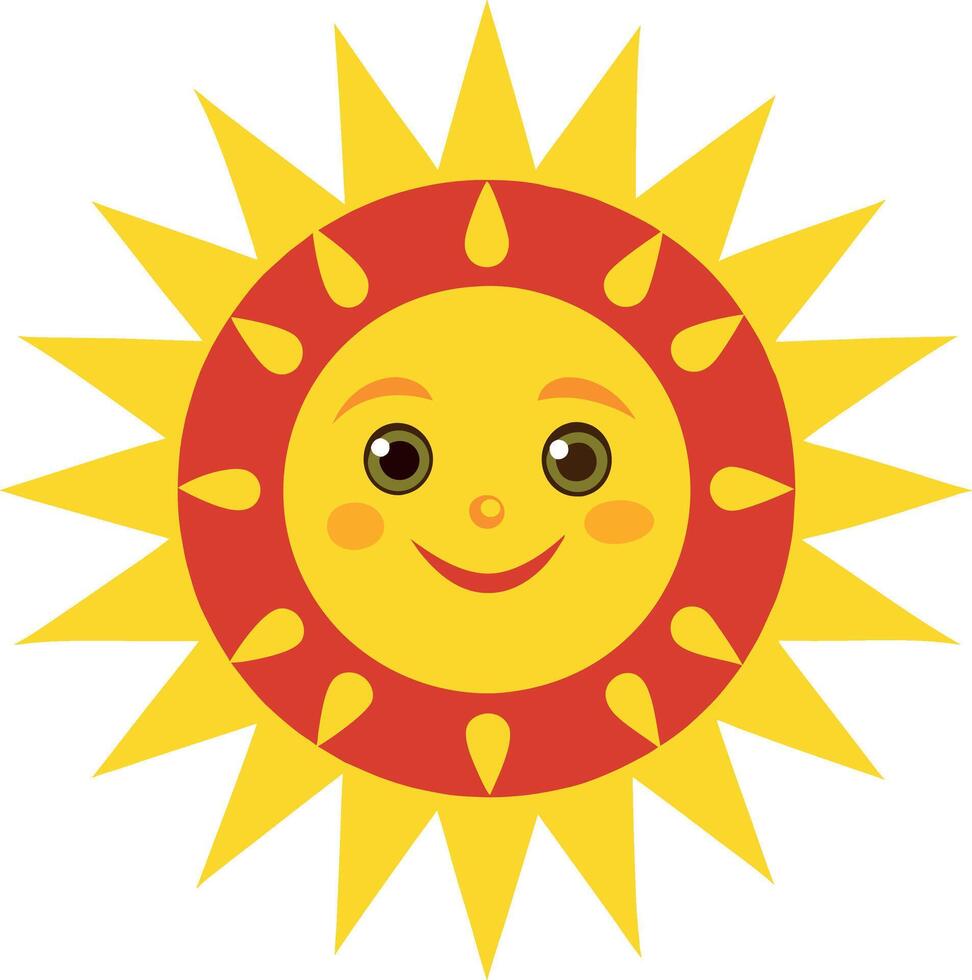 A joyful watercolor illustration of the sun with a happy face vector