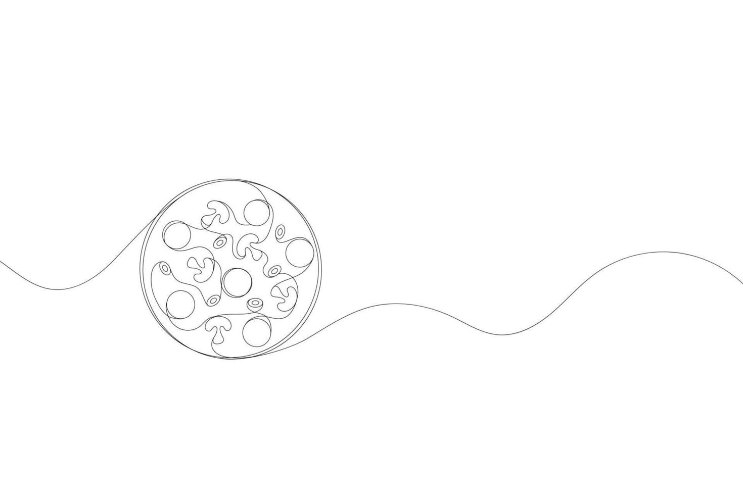 Pizza hand drawn one line. Black and white art line minimalistic illustration. vector
