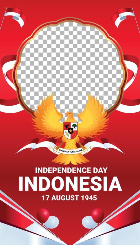 Indonesia celebrate indepencence day social media post frame vertikal photo background 5 vector