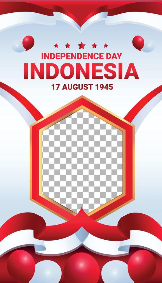 Indonesia celebrate indepencence day social media post frame vertikal photo background 2 vector
