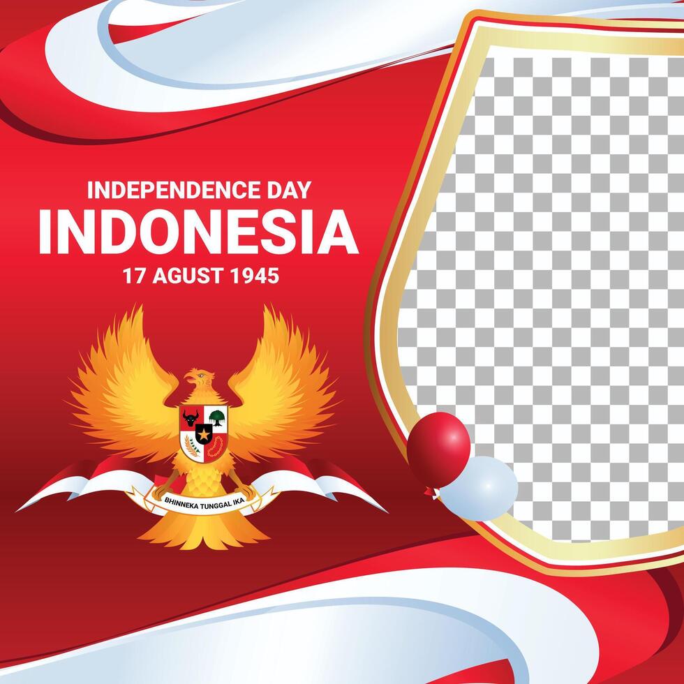 Indonesia celebrate indepencence day social media post frame photo background 2 vector