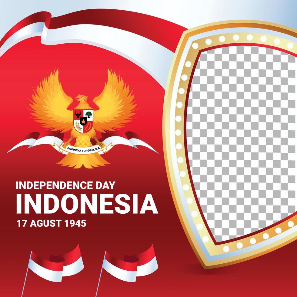 Indonesia celebrate indepencence day social media post frame photo background vector