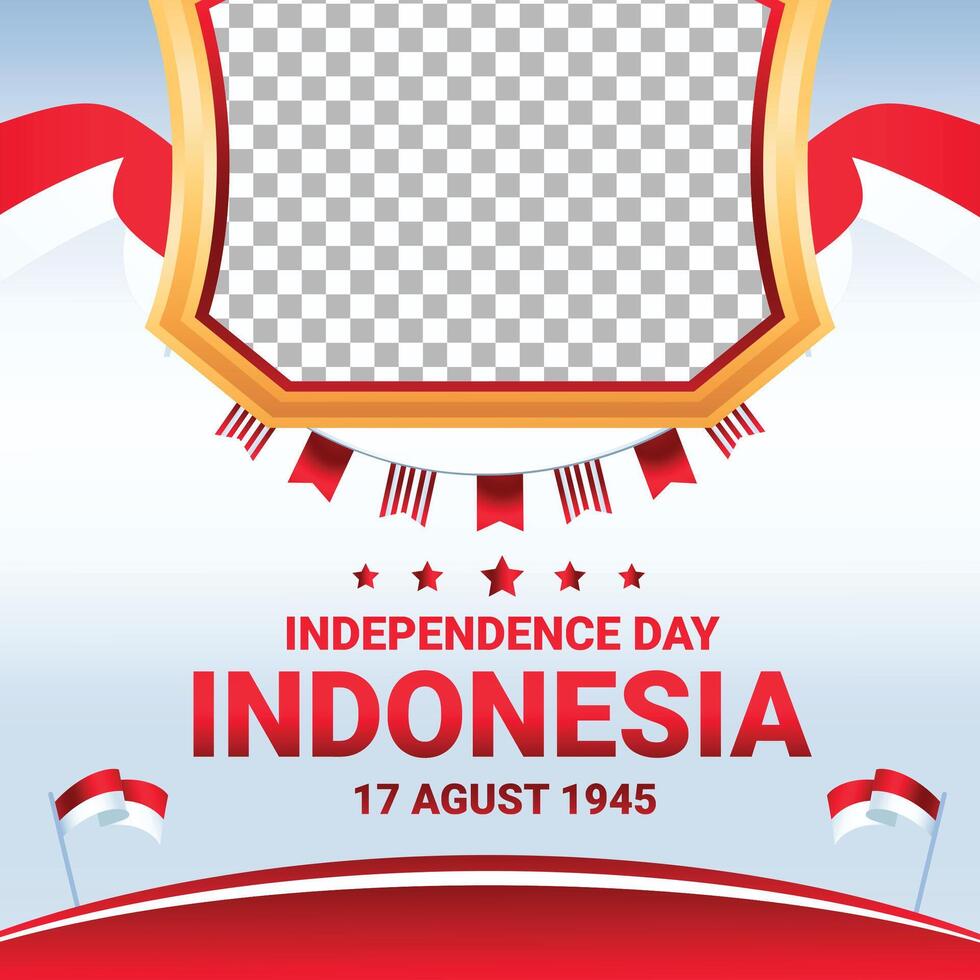 Indonesia celebrate indepencence day social media post frame photo background 4 vector