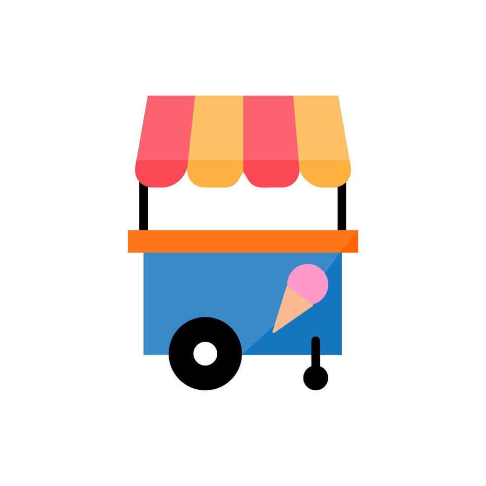 ice cream cart icon, isolated white background editable. vector