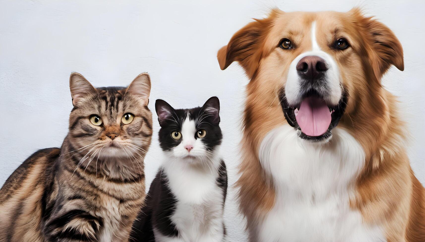 A view of a Cat and Dog on a plain background photo
