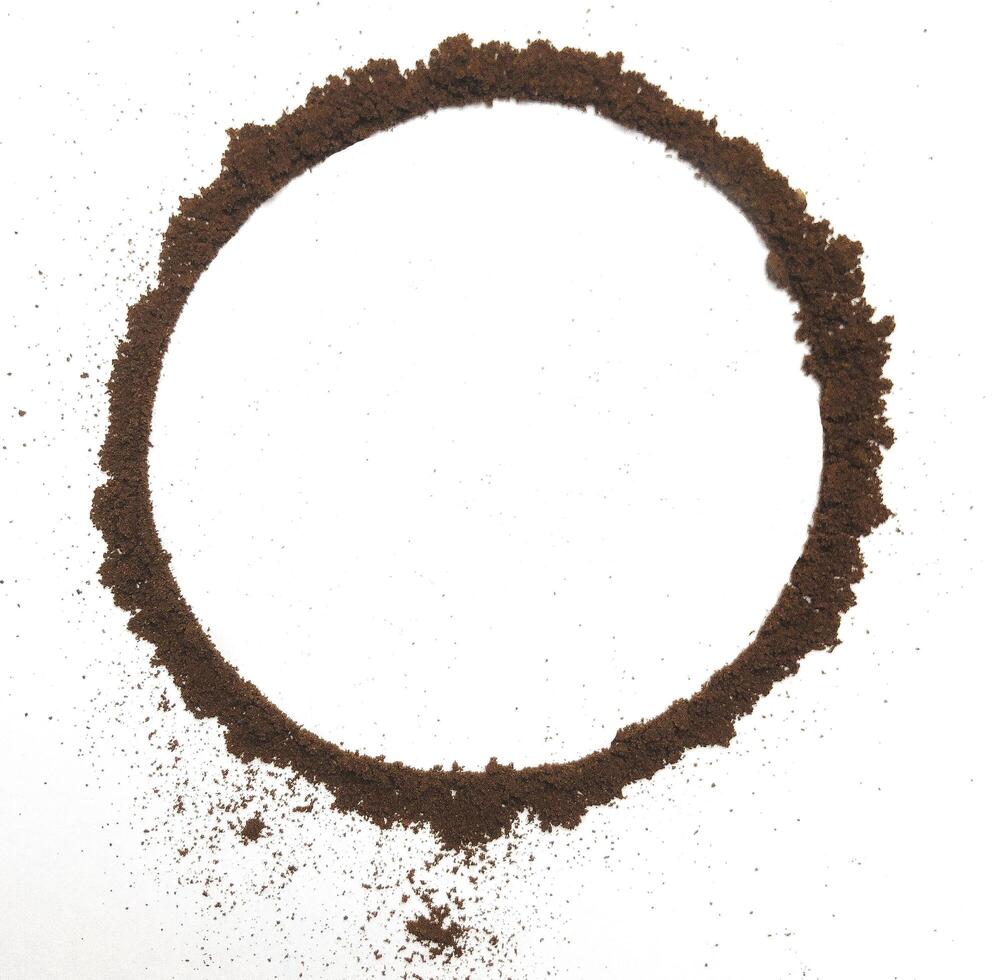 Coffee powder circle on white background photo