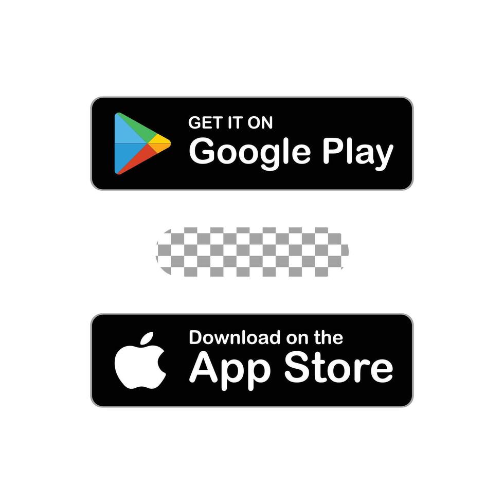 illustrations of the Download on the App Store and Get it on Google Play button icons vector