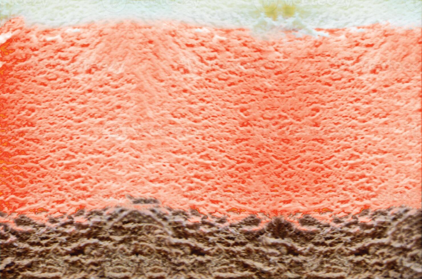 Closeup shot of an Ice cream with three different flavor photo