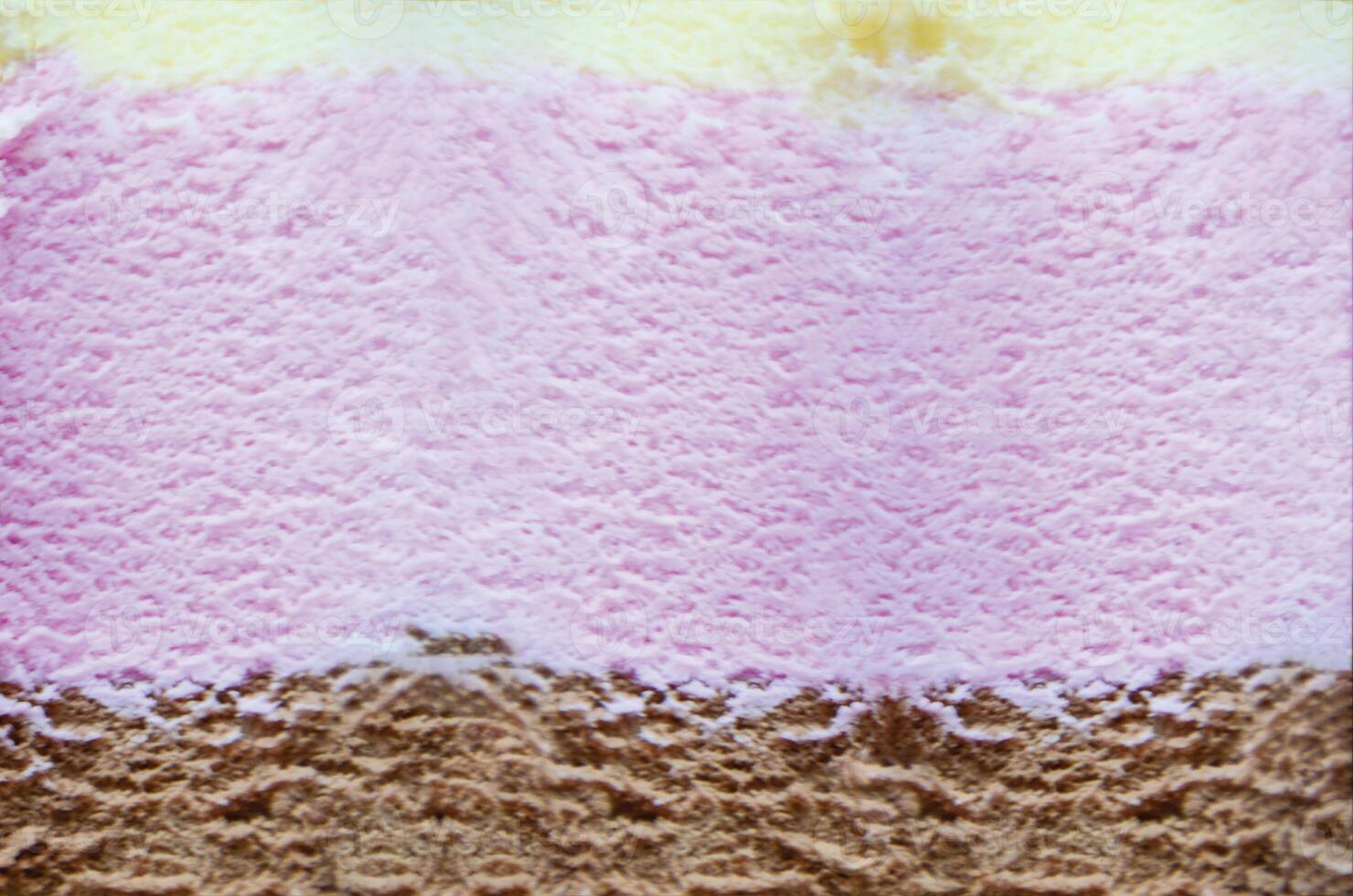 Closeup shot of an Ice cream with three different flavor photo