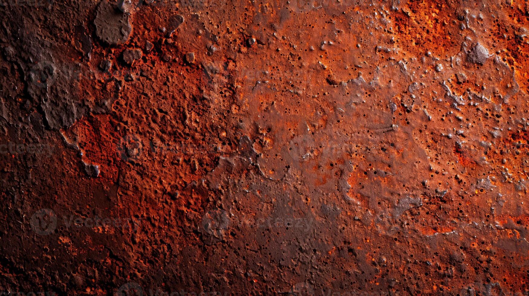 Textured surface of oxidized iron with deep red and brown rust ideal for grunge backgrounds photo