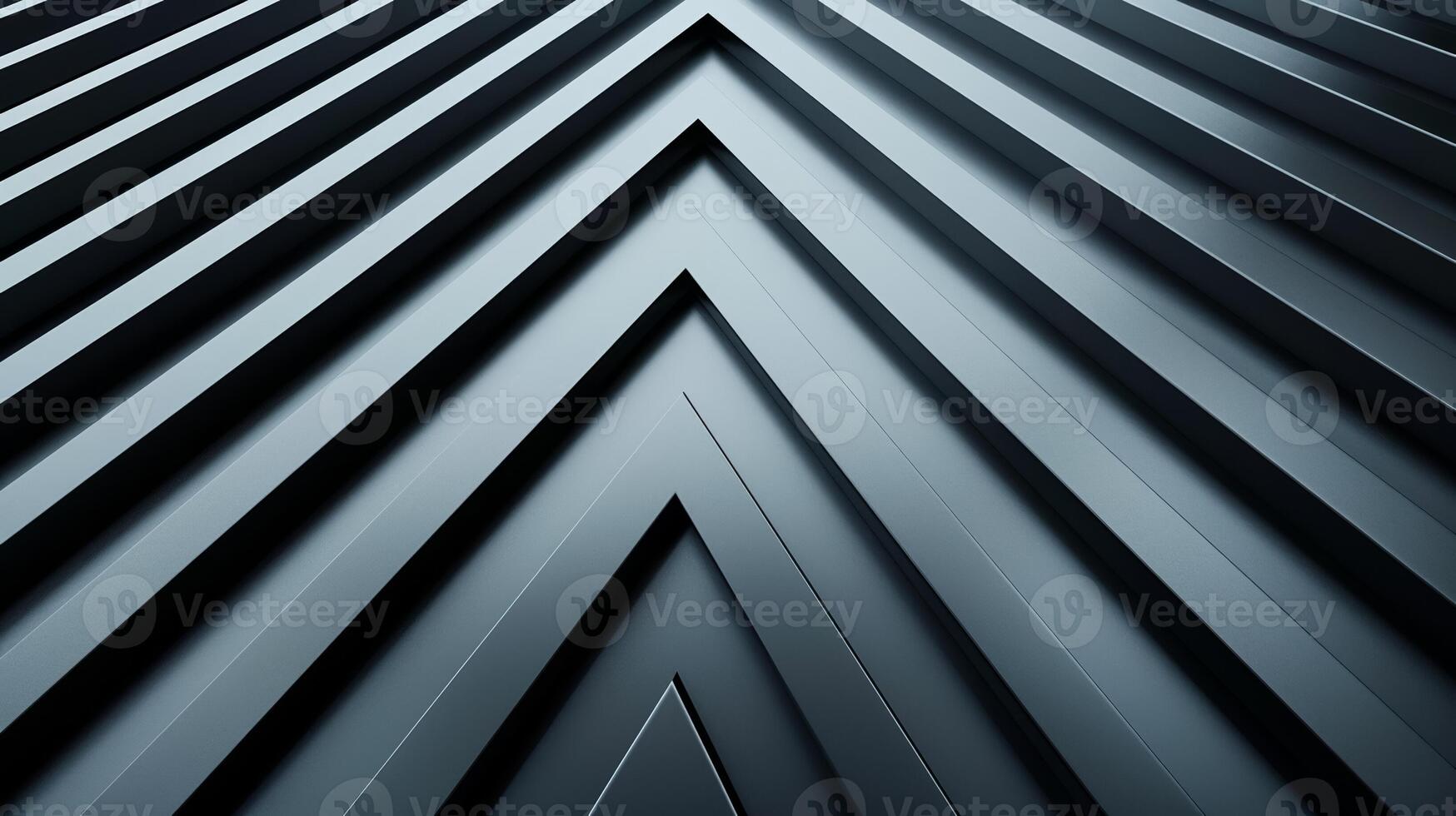 Abstract wall with diagonal light patterns futuristic architecture metallic silver and black tones photo