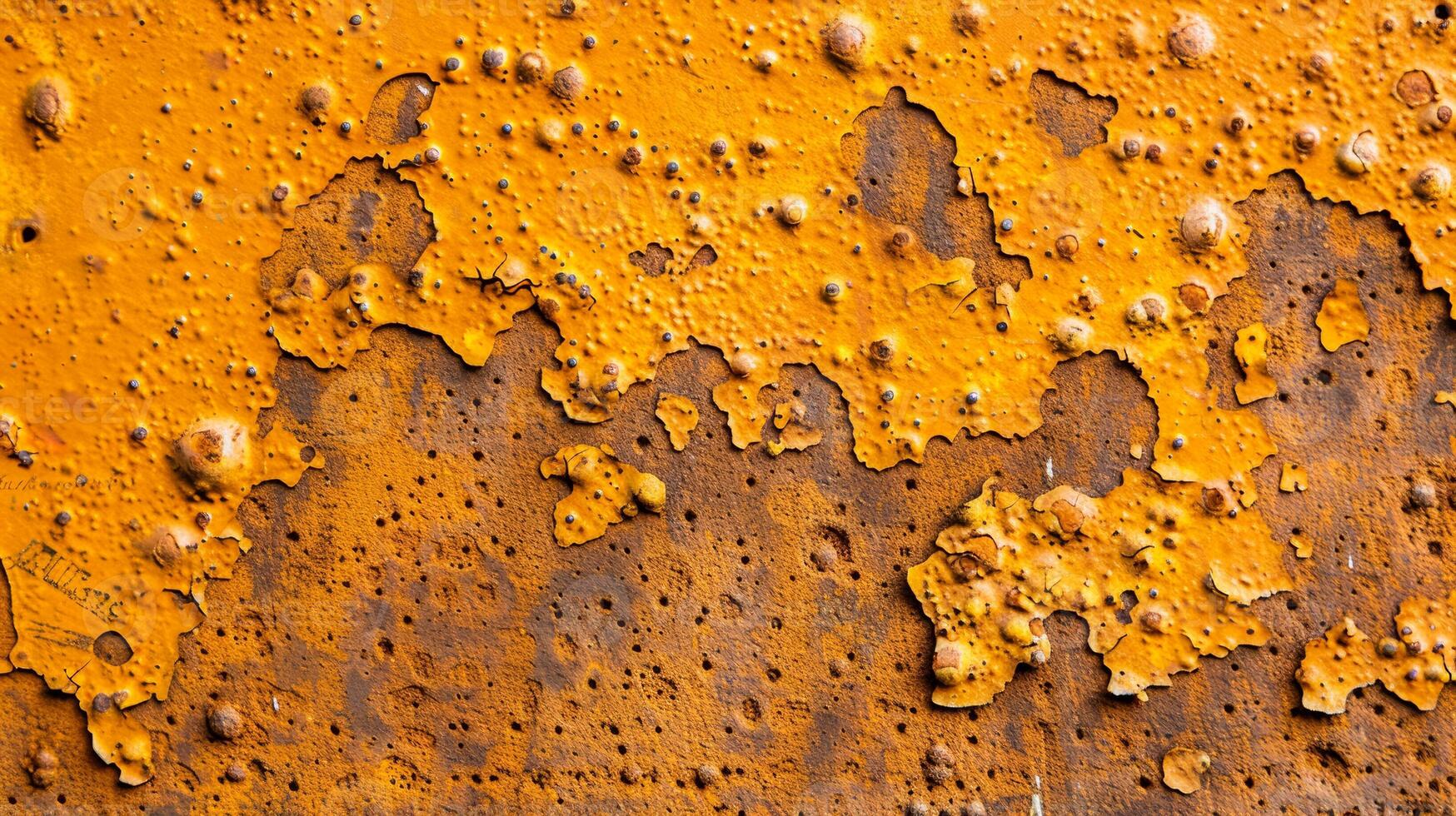 Abstract pattern of rust on a steel plate with varying shades of orange brown and yellow photo
