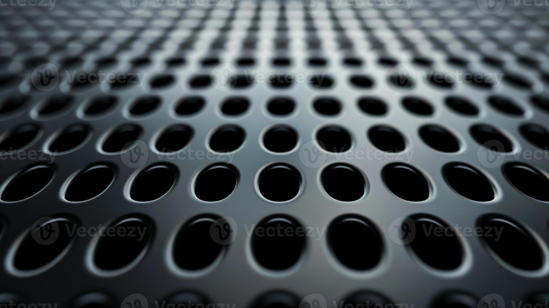 Abstract metal background with perforated holes and layered texture dark gray and metallic tones photo
