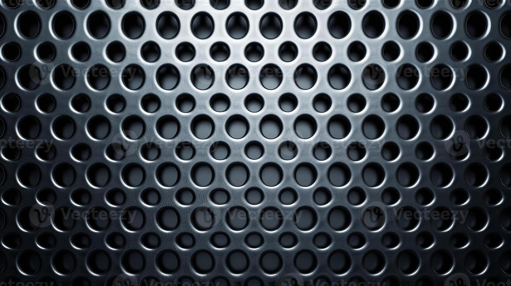 Abstract metal background with perforated holes and layered texture dark gray and metallic tones photo