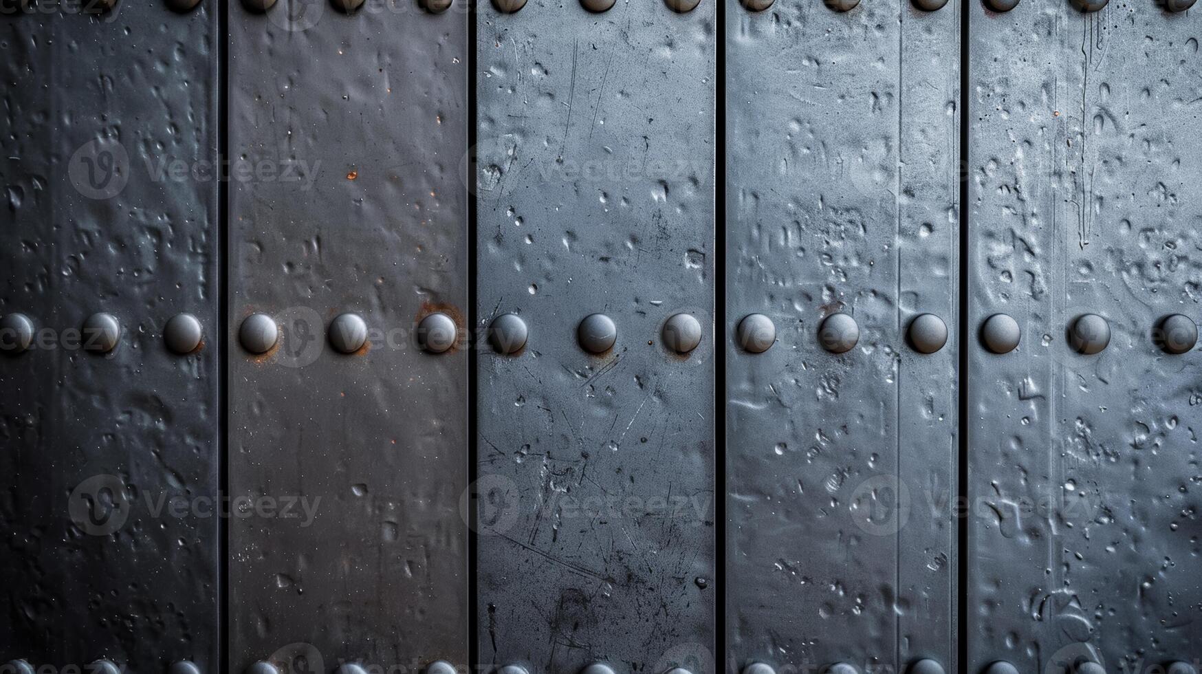 Textured metal background with rivets and industrial look dark gray and silver tones photo