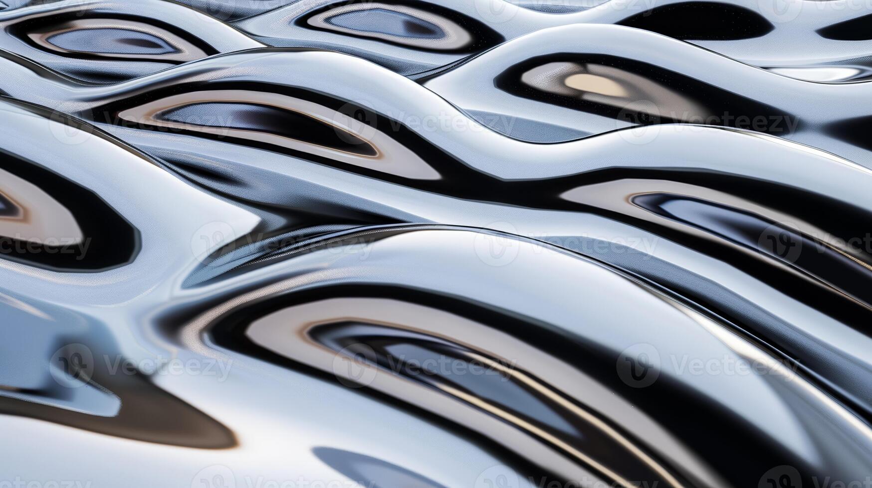 Abstract metal background with wavy patterns and metallic sheen silver and chrome tones photo