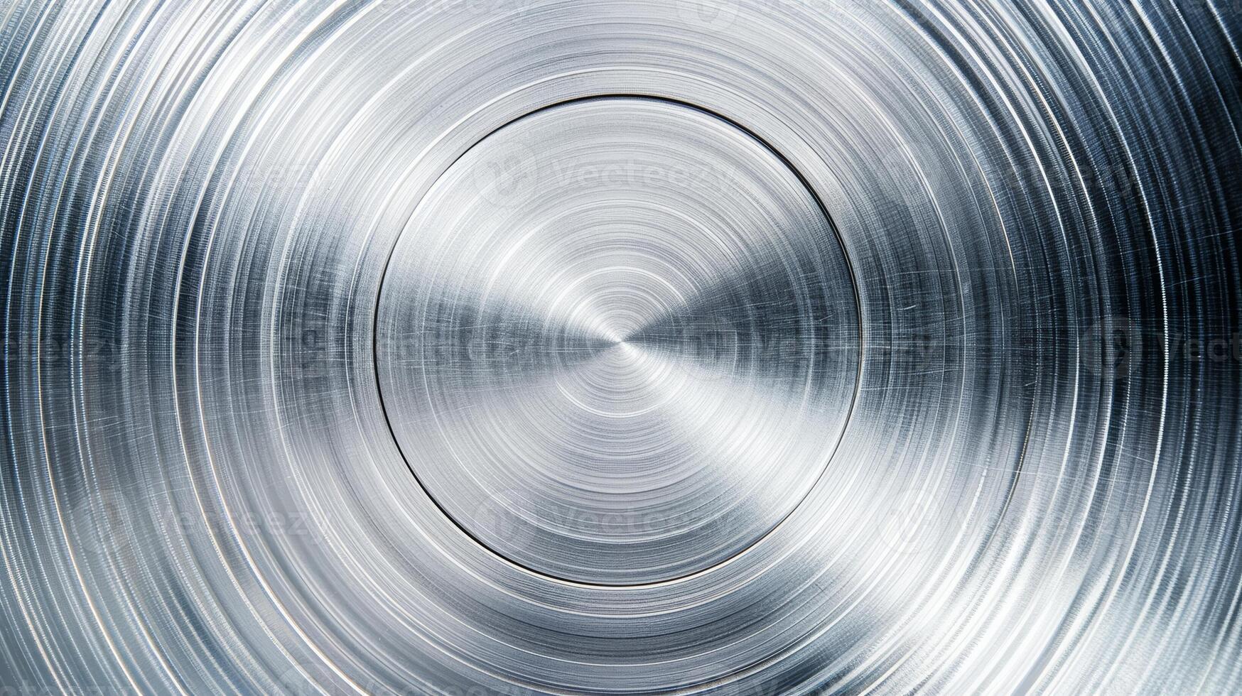 Metal background with a brushed circular pattern polished and shiny finish silver and light gray tones photo