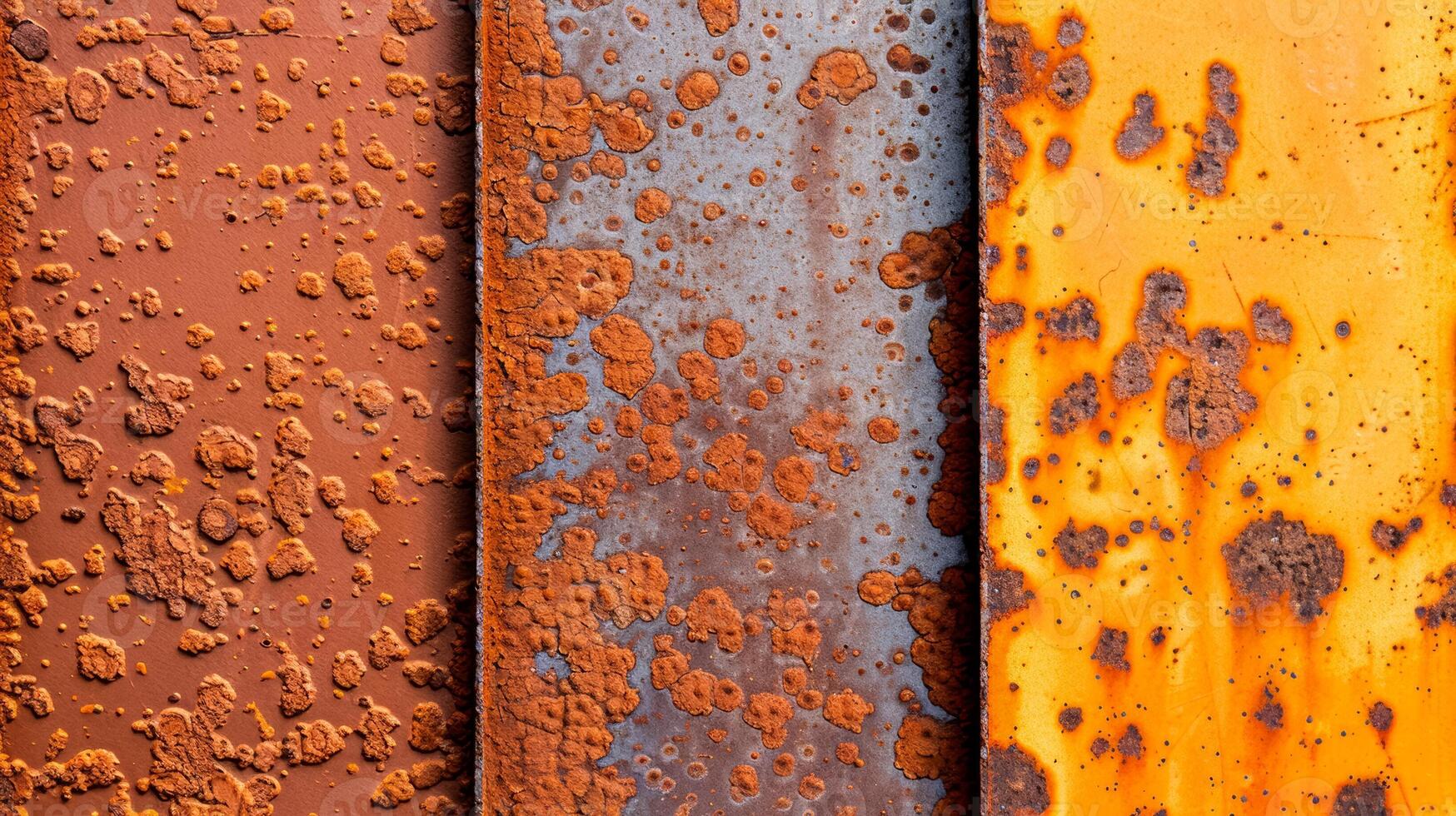 Abstract pattern of rust on a steel plate with varying shades of orange brown and yellow photo