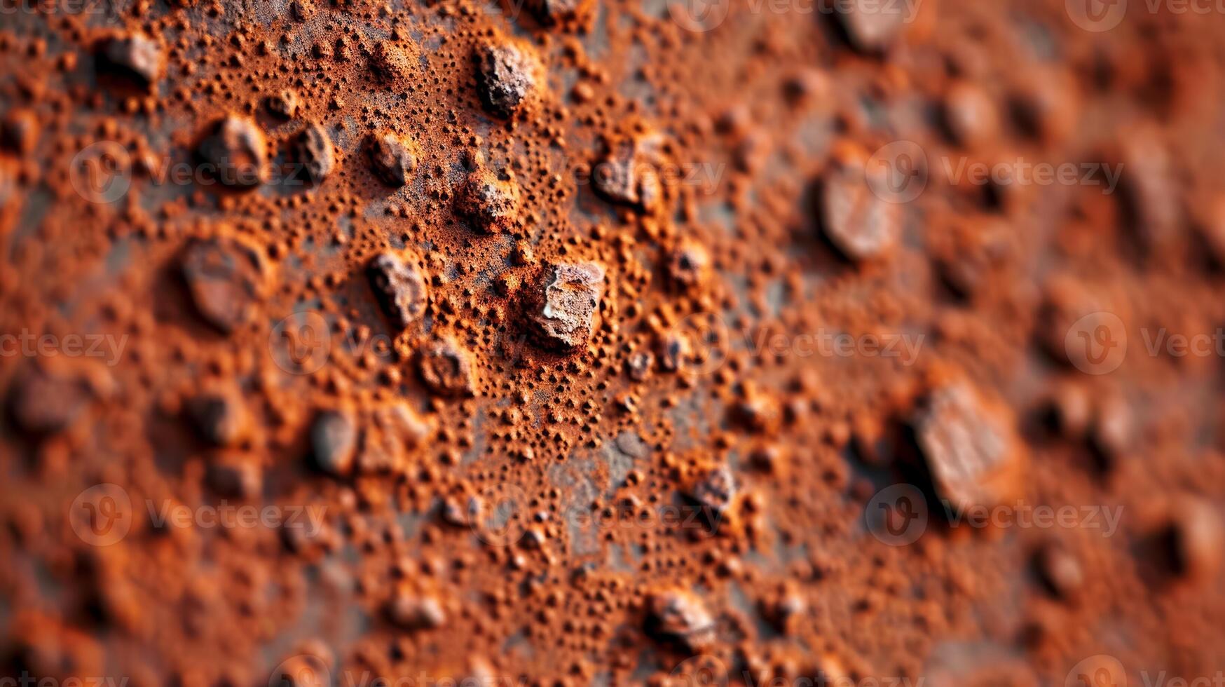 Detailed shot of rust spreading on an iron surface with intricate textures and earthy tones photo